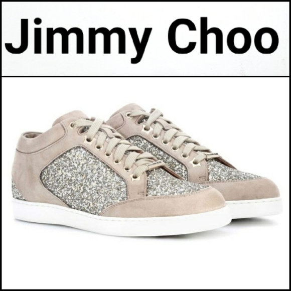 JIMMY CHOO Miami Glitter Low/Mid Top Sneaker! - Picture 1 of 8